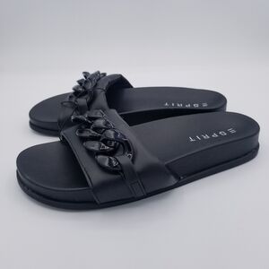 Esprit Della Black Slides Sandals NWOT size 6.5